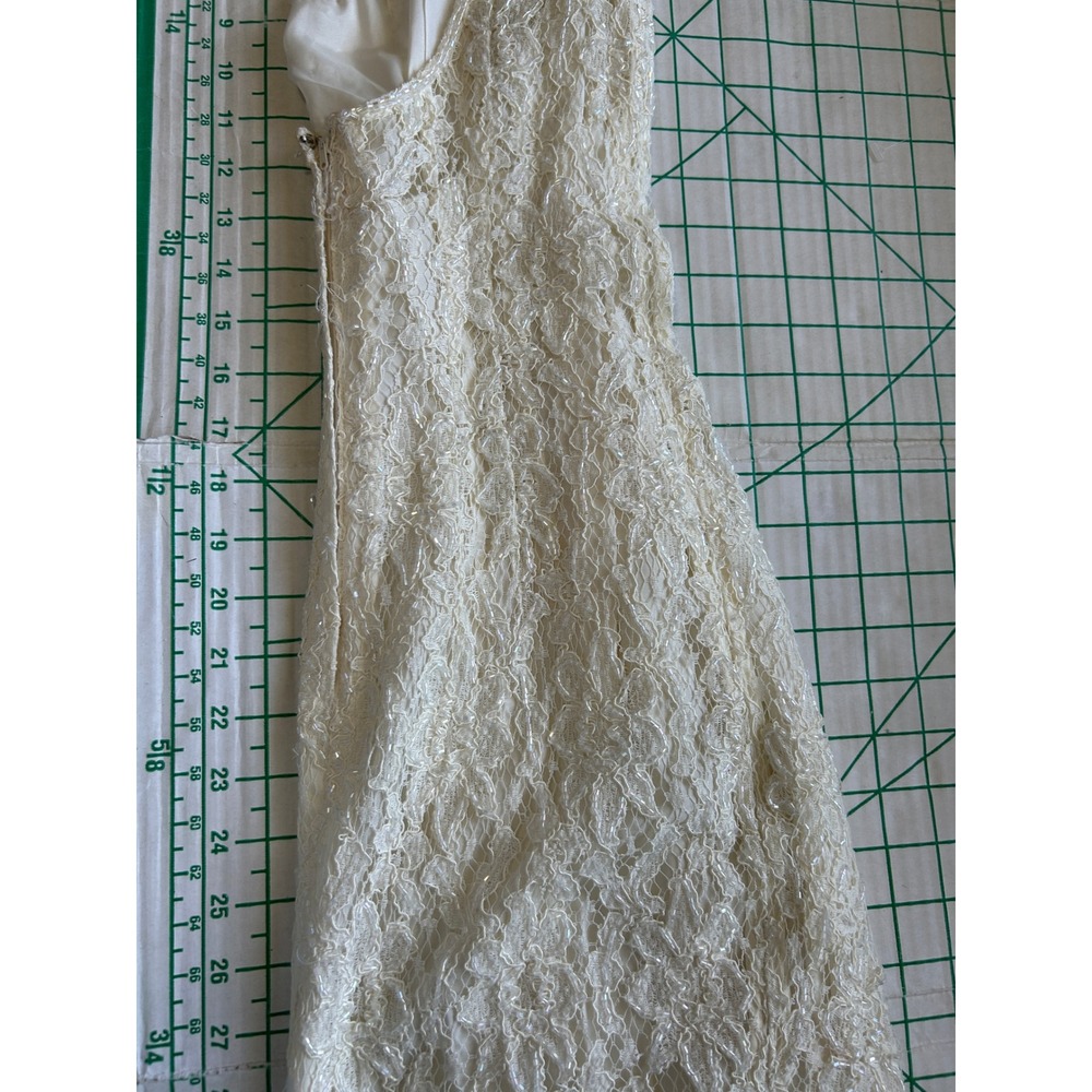 Vintage 90s Cache Ever After Ivory Lace Sequin Maxi Gown Dress Womens 6 Ivory - Picture 7 of 16